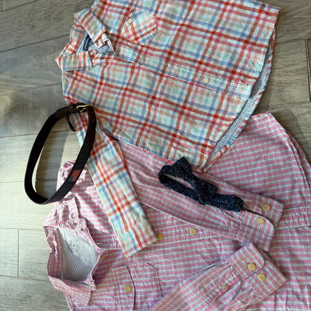 Boys Bundle Button Down Shirts + Vineyard Vines Flag Belt + Bow Tie